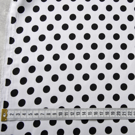 Ткань коттон стрейч Горошина білий копійка, фото 4
