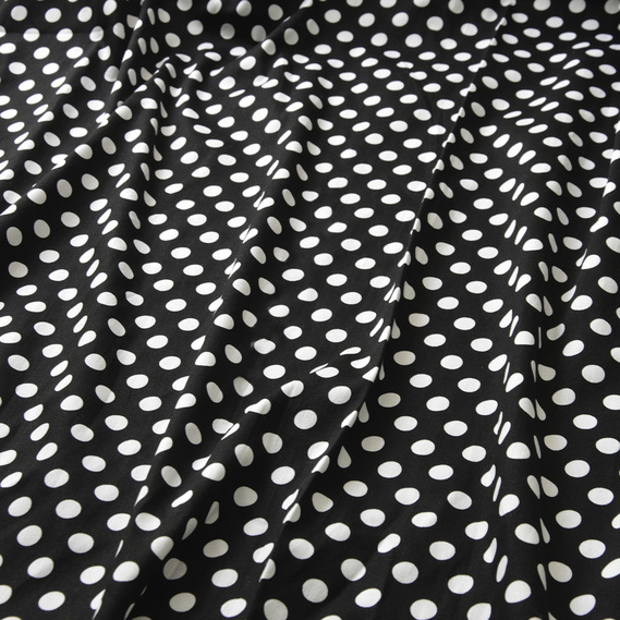 Ткнина котон стрейч Горошина чорний копійка, фото 2 Ткнина котон стрейч Горошина чорний копійка, фото 2