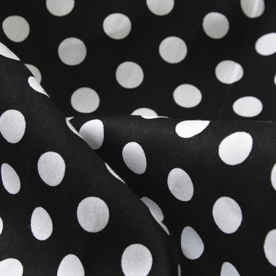 Ткнина котон стрейч Горошина чорний копійка, фото 3 Ткнина котон стрейч Горошина чорний копійка, фото 3