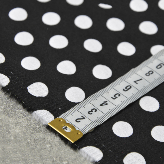 Ткнина котон стрейч Горошина чорний копійка, фото 4 Ткнина котон стрейч Горошина чорний копійка, фото 4