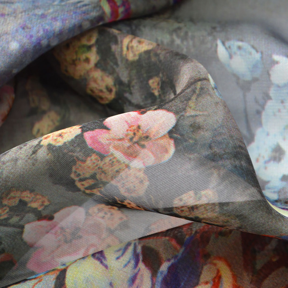 Шифон цвітіння сіро/синє, Квітковий, фото 2