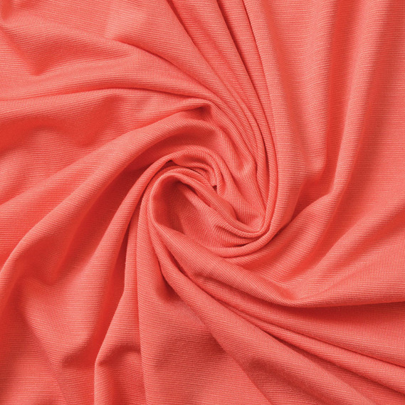 Тканина трикотаж віскоза California 170 гр/м2 145 см трикотажная віскоза, еластична корал, фото 1 Тканина трикотаж віскоза California 170 гр/м2 145 см трикотажная віскоза, еластична корал, фото 1