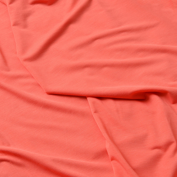 Тканина трикотаж віскоза California 170 гр/м2 145 см трикотажная віскоза, еластична корал, фото 2 Тканина трикотаж віскоза California 170 гр/м2 145 см трикотажная віскоза, еластична корал, фото 2