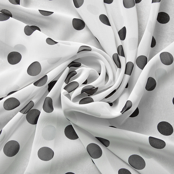 Тканина шифон горохи асорті велик.біло/чорний, фото 1