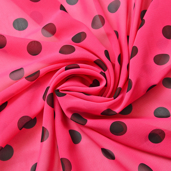 Тканина шифон горохи асорті велик.малина, фото 1 Тканина шифон горохи асорті велик.малина, фото 1