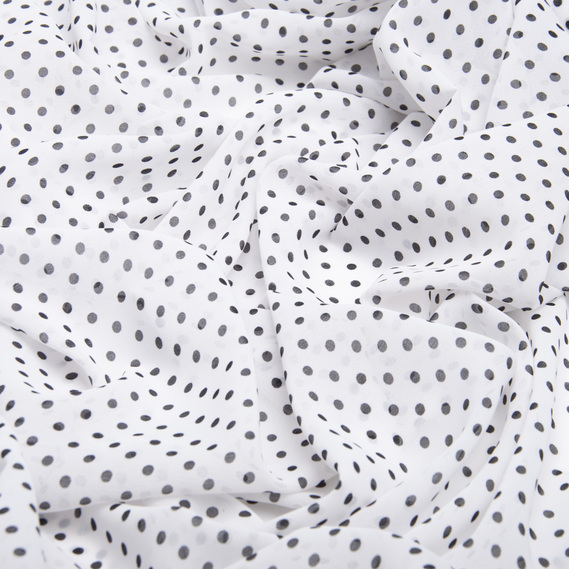 Тканина шифон горохи асорті дріб білий, фото 2