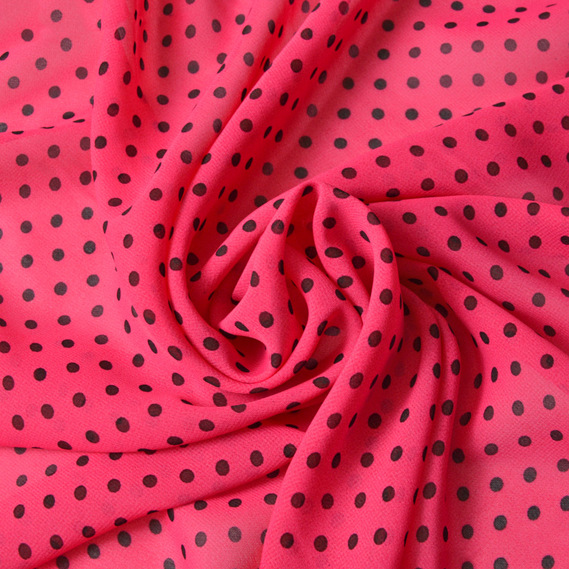 Ткань шифон горохи ассорти дріб малина, фото 1