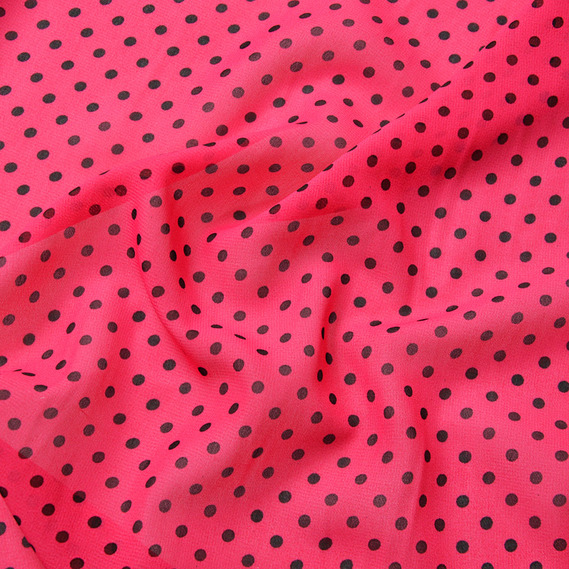 Ткань шифон горохи ассорти дріб малина, фото 2