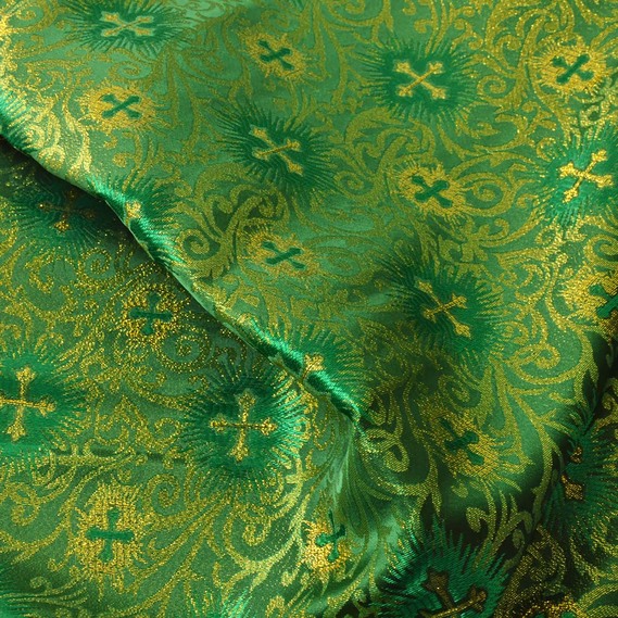 Парча Церковна  вензель зелена, фото 1 Парча Церковна  вензель зелена, фото 1