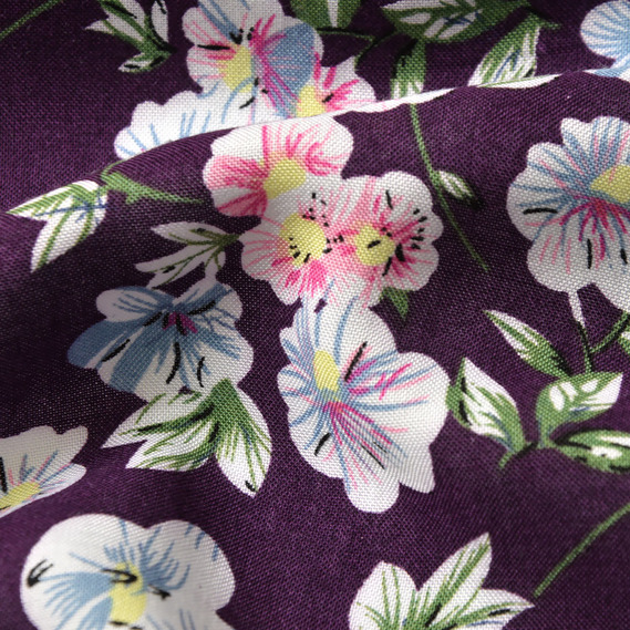 Штапель принт первоцвіт баклажан, Квітковий, фото 3