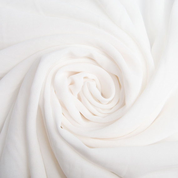Тканина платтяна шифон Sheila легка напівпрозора для суконь, блузок, аксесуарів молоко, фото 1