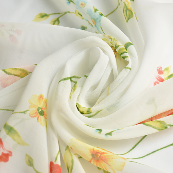Тканина Шифон софт Міла молоко, Квітковий, фото 1