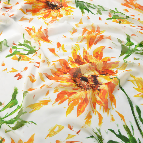 Тканина Шифон софт соняшник молоко, Акварель, фото 2