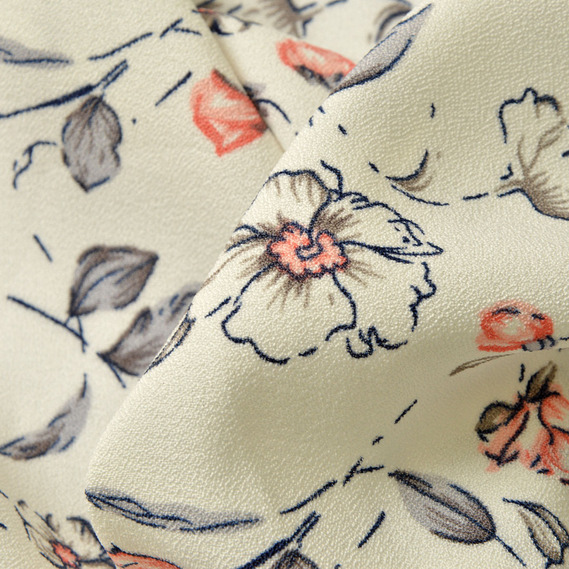 Плательна креп полька молоко, Квітковий, фото 3 Плательна креп полька молоко, Квітковий, фото 3