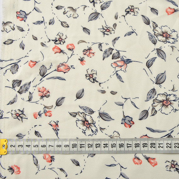 Плательна креп полька молоко, Квітковий, фото 4 Плательна креп полька молоко, Квітковий, фото 4