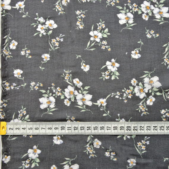 Шифон Мить креп диво чорний, Квітковий, фото 3