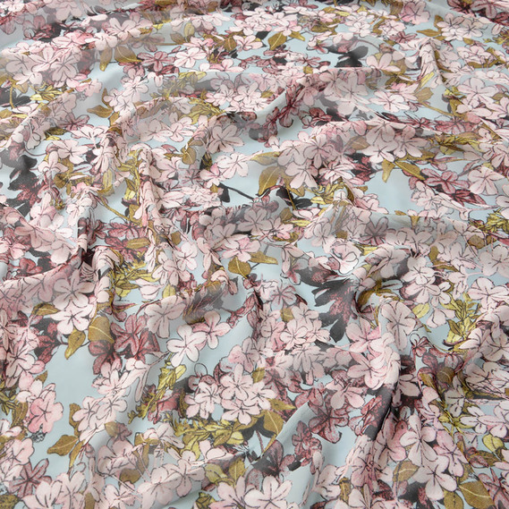 Шифон Мить креп цвітіння сірий, Квітковий, фото 2