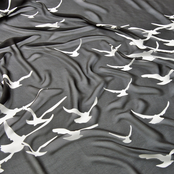 Шифон Мить креп крила чорний, Фауна, фото 2 Шифон Мить креп крила чорний, Фауна, фото 2