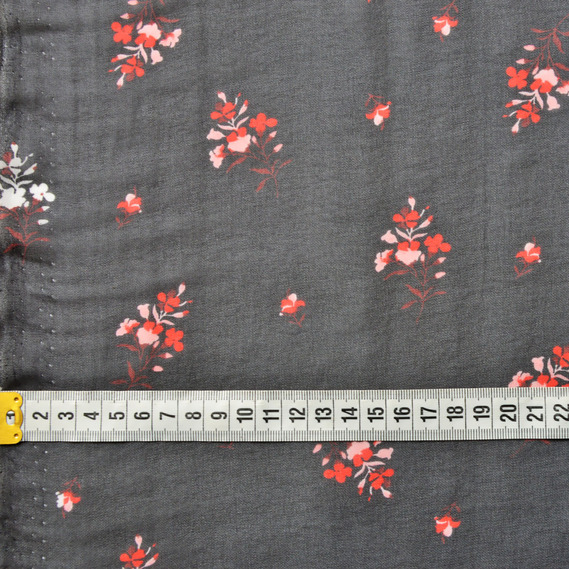 Шифон Мить креп букетик чорний, Квітковий, фото 3