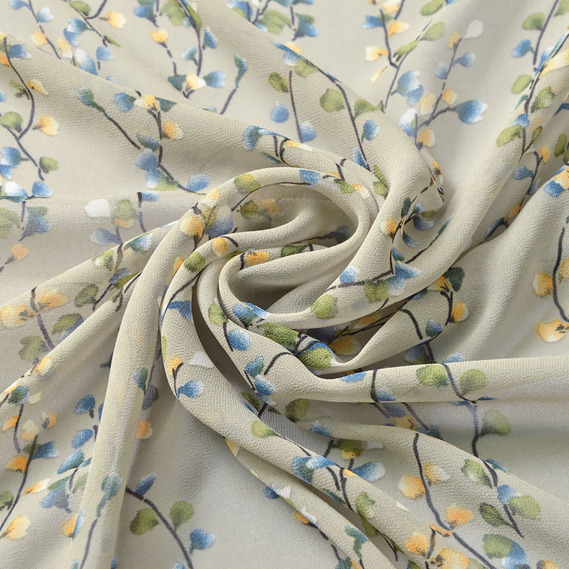 Шифон Момент креп гілочка сіра, Флора, фото 1