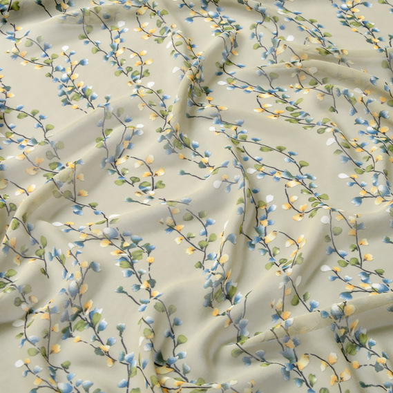 Шифон Момент креп гілочка сіра, Флора, фото 2