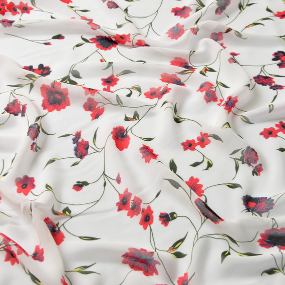 Шифон Мить креп гвоздика червона, Квітковий, фото 2