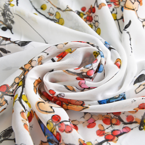 Шифон принт стрейч садиба молоко, Флора, фото 1