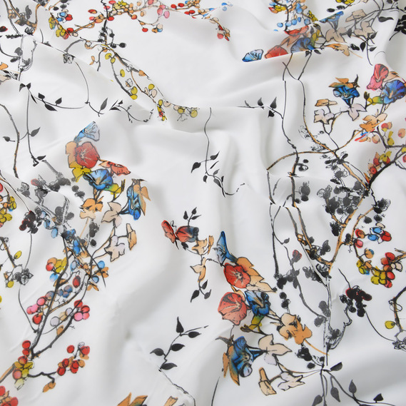 Шифон принт стрейч садиба молоко, Флора, фото 2