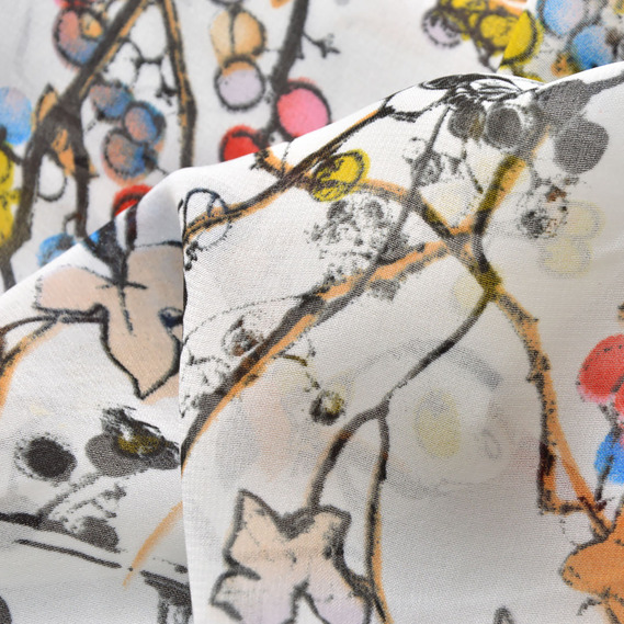 Шифон принт стрейч садиба молоко, Флора, фото 3