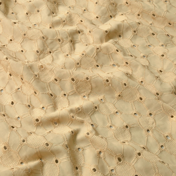 Тканина плательна бавовна батист прошва Ірма беж, фото 2