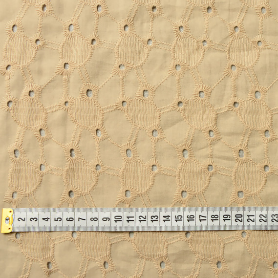 Тканина плательна бавовна батист прошва Ірма беж, фото 4
