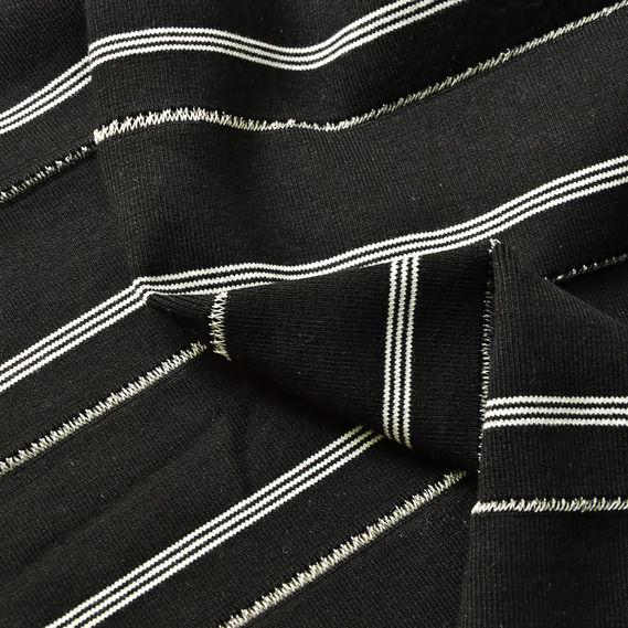 Манжет трикотажный довяз для рукавов и воротников 21 см чорний 3 білі смуги, фото 2 Манжет трикотажный довяз для рукавов и воротников 21 см чорний 3 білі смуги, фото 2