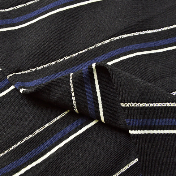 Манжет трикотажный довяз для рукавов и воротников 21 см чорний 2 синьо/білі смуги, фото 2 Манжет трикотажный довяз для рукавов и воротников 21 см чорний 2 синьо/білі смуги, фото 2