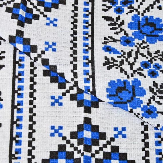 Рушникова вафельна Орнамент синій, фото 1