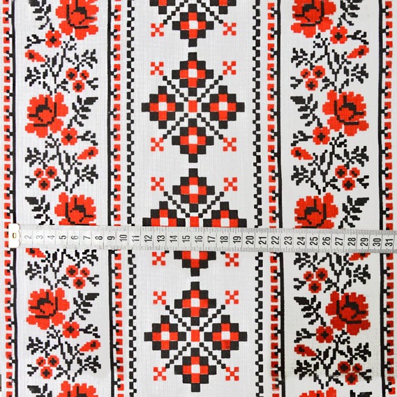 Рушникова вафельна Укр.орнамент червоний, фото 2