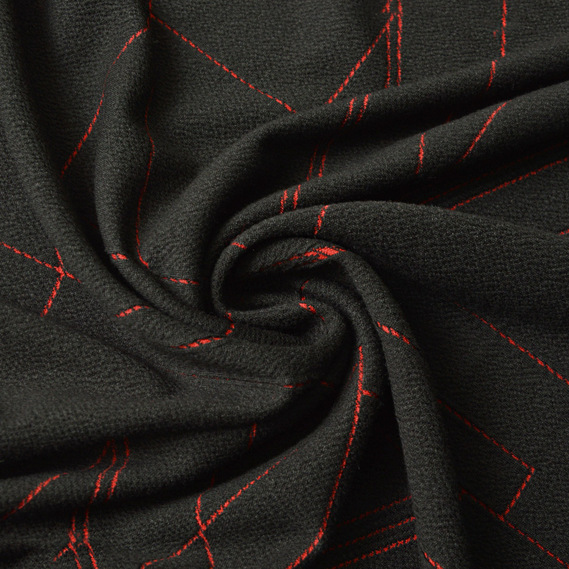 Трикотаж Геометрія жаккард V-1/4 чорно/червоний, фото 1