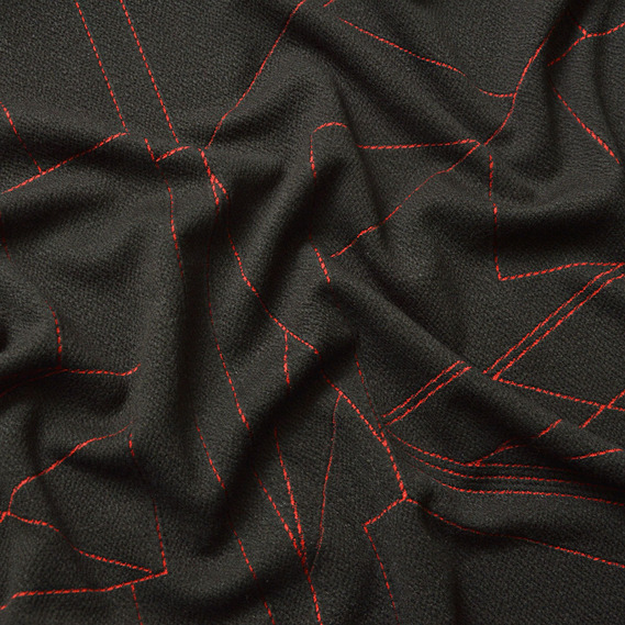 Трикотаж Геометрія жаккард V-1/4 чорно/червоний, фото 2