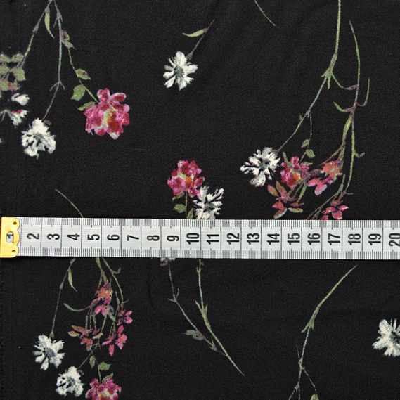 Мосс креп щіл.132 V-9/1 Лілі чорний, Квітковий, фото 3