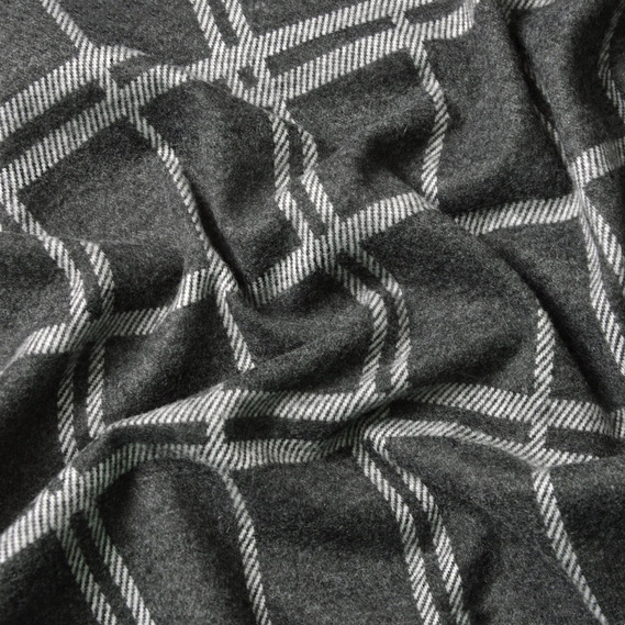 Трикотаж жаккард Brush V-4/2 т/сіра клітина, У клітинку, фото 1