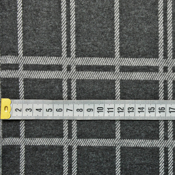 Трикотаж жаккард Brush V-4/2 т/сіра клітина, У клітинку, фото 2