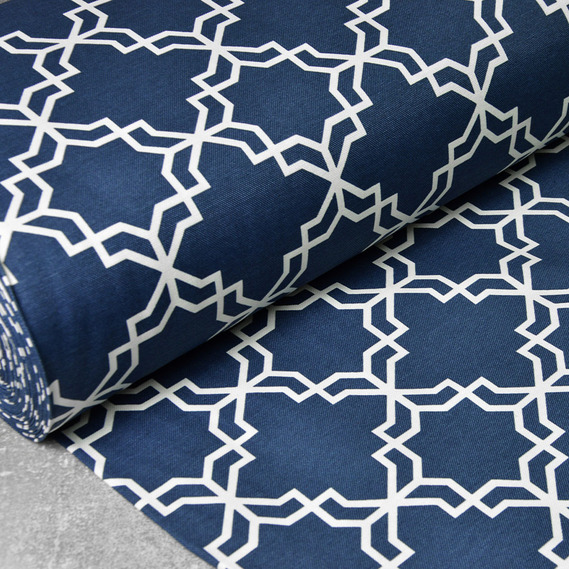 Тканина декоративна Кафель з водовідштовхувальним просоченням V-3 т/синя, фото 1