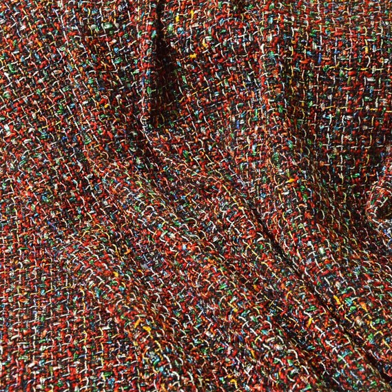 Ткань костюмна Букле Фарби червона, фото 1 Ткань костюмна Букле Фарби червона, фото 1