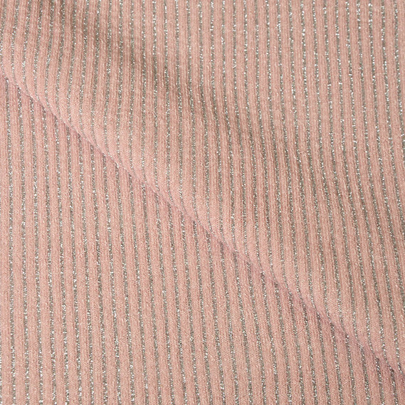 Трикотаж Металлік смужки пудра, фото 1