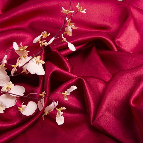 Тканина костюмна креп-сатин бордо, фото 3