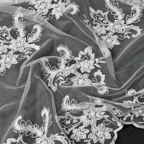 Сетка с вышивкой бисер біла, фото 1 Сетка с вышивкой бисер біла, фото 1