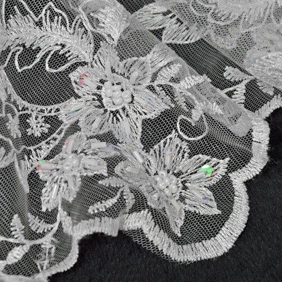 Сетка с вышивкой бисер біла, фото 2 Сетка с вышивкой бисер біла, фото 2