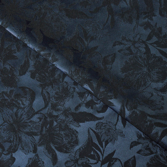 Ткань костюмная Ирма жаккард т/синя, фото 1