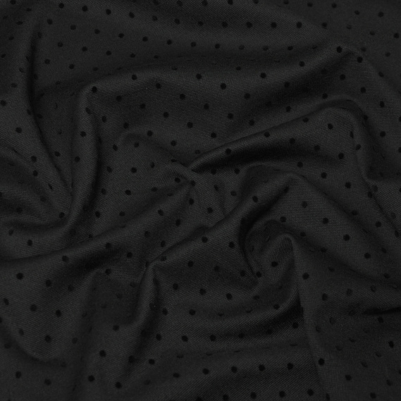 Трикотаж Горошек с флоком чорний, фото 2