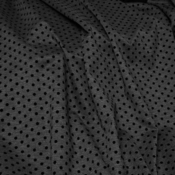 Трикотаж Горошек с флоком т/сірий, фото 1