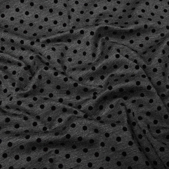 Трикотаж Горошек с флоком т/сірий, фото 2